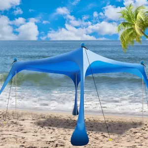 Beach Tent Sun Shelter UPF50 , with Shovel and Grass pegs. (Beach Tent Sun Shelter with Sand Shovel, Grass pegs, and Elastic Cords for Enhanced Stability in Any Surface)