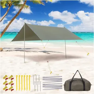 Beach Tent Sun Shelter with Aluminum Poles, Waterproof & UV Resistant, Large Shading Area for 2 People, Professional Camping Accessory