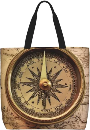 Beach Tote Bag for Women Grocery Bag Reusable Aesthetic Shopping Bags Law of the Compass Navigation Handbag
