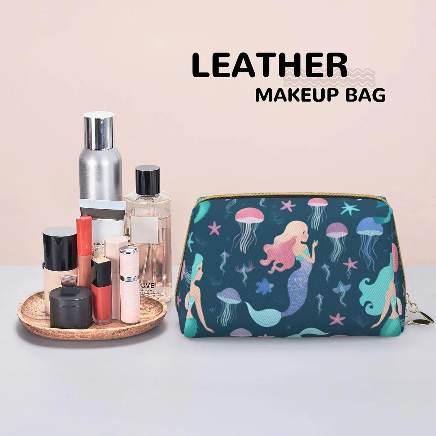 Beautiful Mermaid Toiletry Pouch, Travel-Friendly Makeup Organizer For Makeup Brushes, Lipsticks