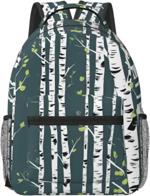 Beauty Birch Tree Print Laptop Backpack, Water Resistant Travel Backpack Carry On Flight Approved, Aesthetic Bookbag