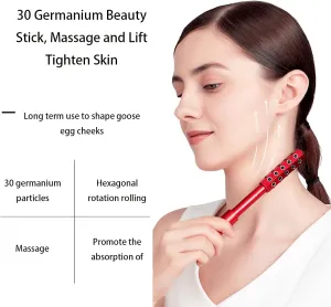 Beauty Roller,Germanium Stone Facial Massage Tool for Face Lifting, Skin Care, Neck & Eye Rejuvenation (Black, 40 Germanium Particles)