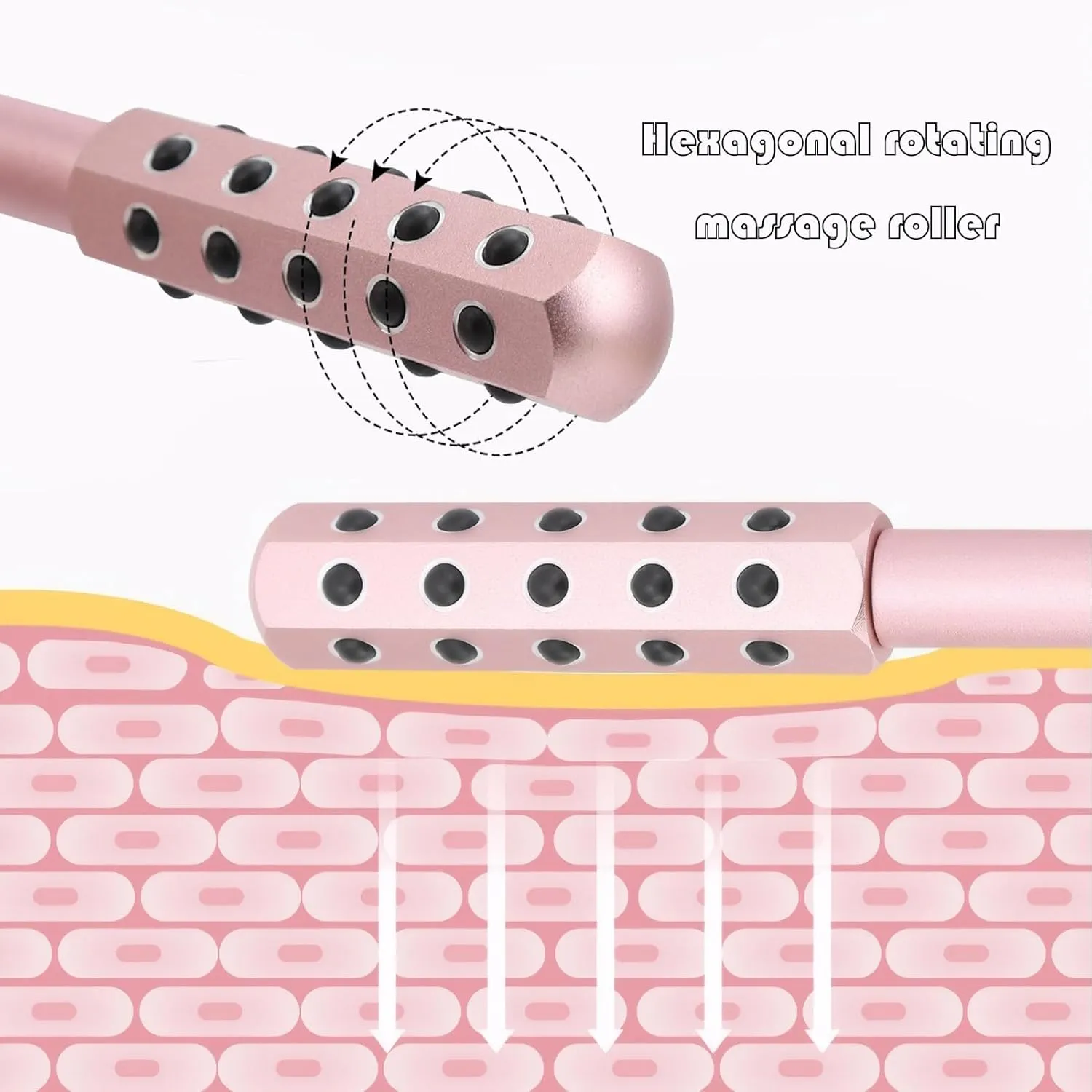 Beauty Roller,Germanium Stone Facial Massage Tool for Face Lifting, Skin Care, Neck & Eye Rejuvenation (Black, 40 Germanium Particles)