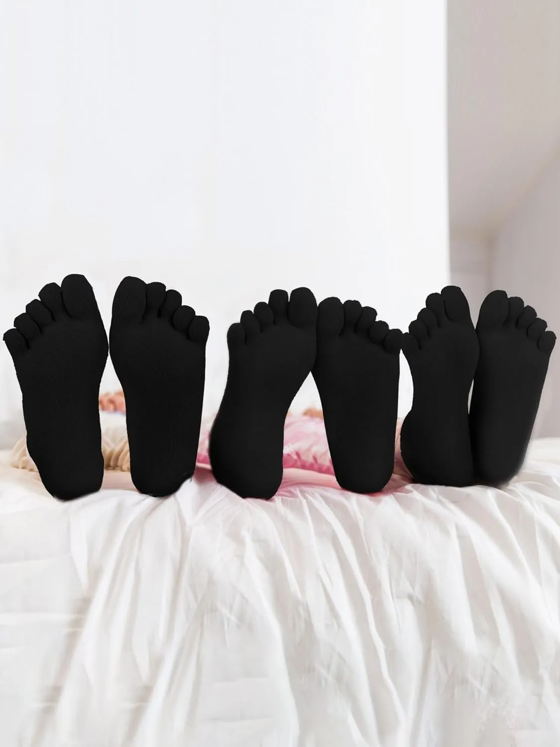 Bencailor 6 Pairs Women Toe Socks Cotton Compression Anklelow Cut Five Toe Sock for Women Men Kids Athletic Running