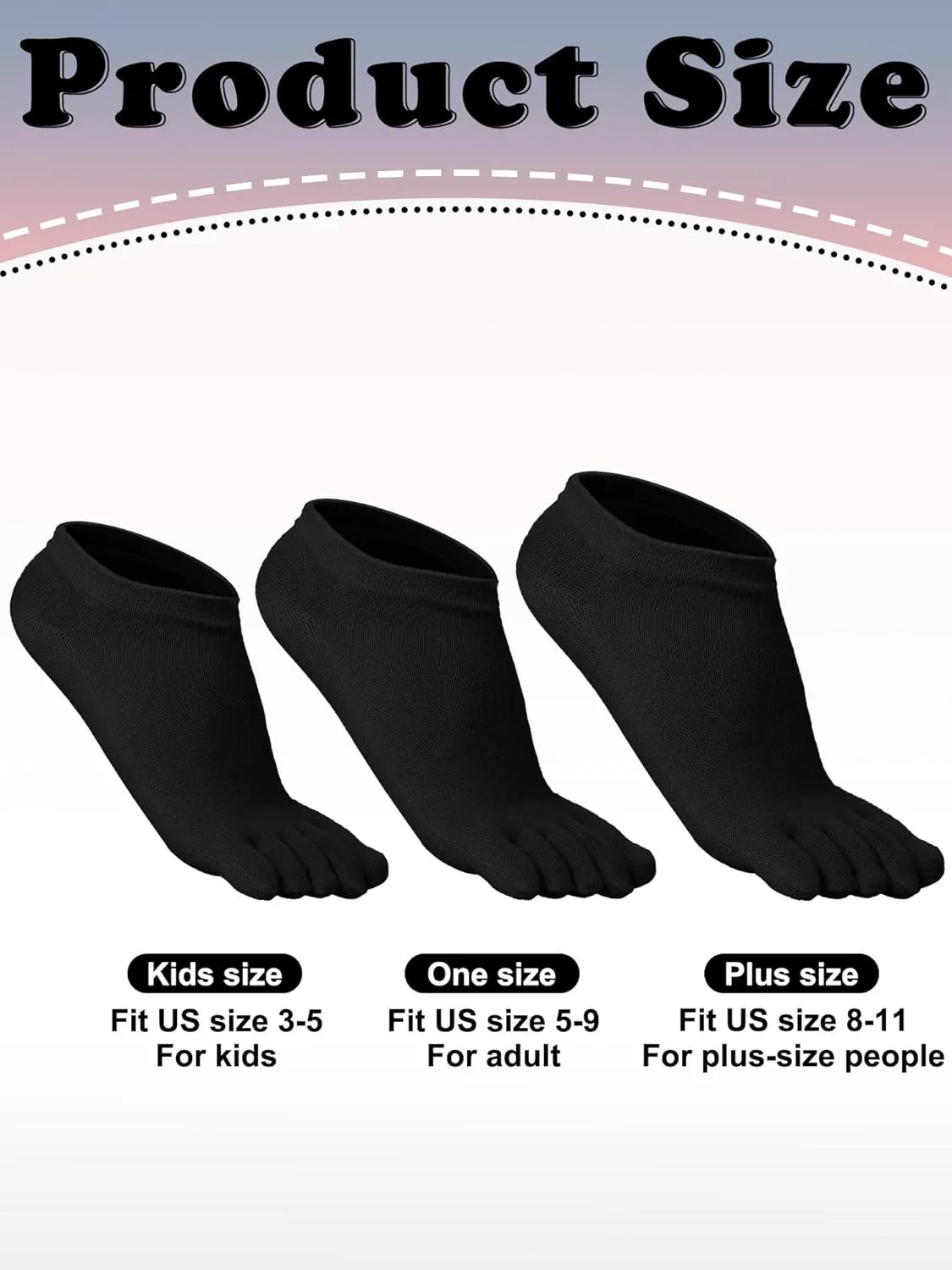 Bencailor 6 Pairs Women Toe Socks Cotton Compression Anklelow Cut Five Toe Sock for Women Men Kids Athletic Running