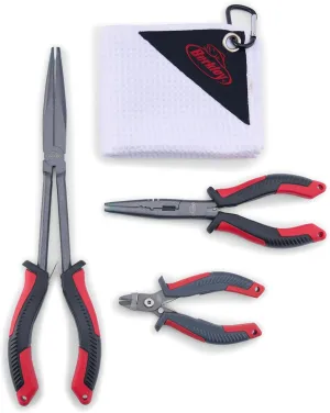 Berkley Angler’s Essential Plier Kit, Includes 11” Berkley XCD Pliers, 6” XCD Straight-Nose Pliers, XCD Superline Cutter and Microfiber Towel