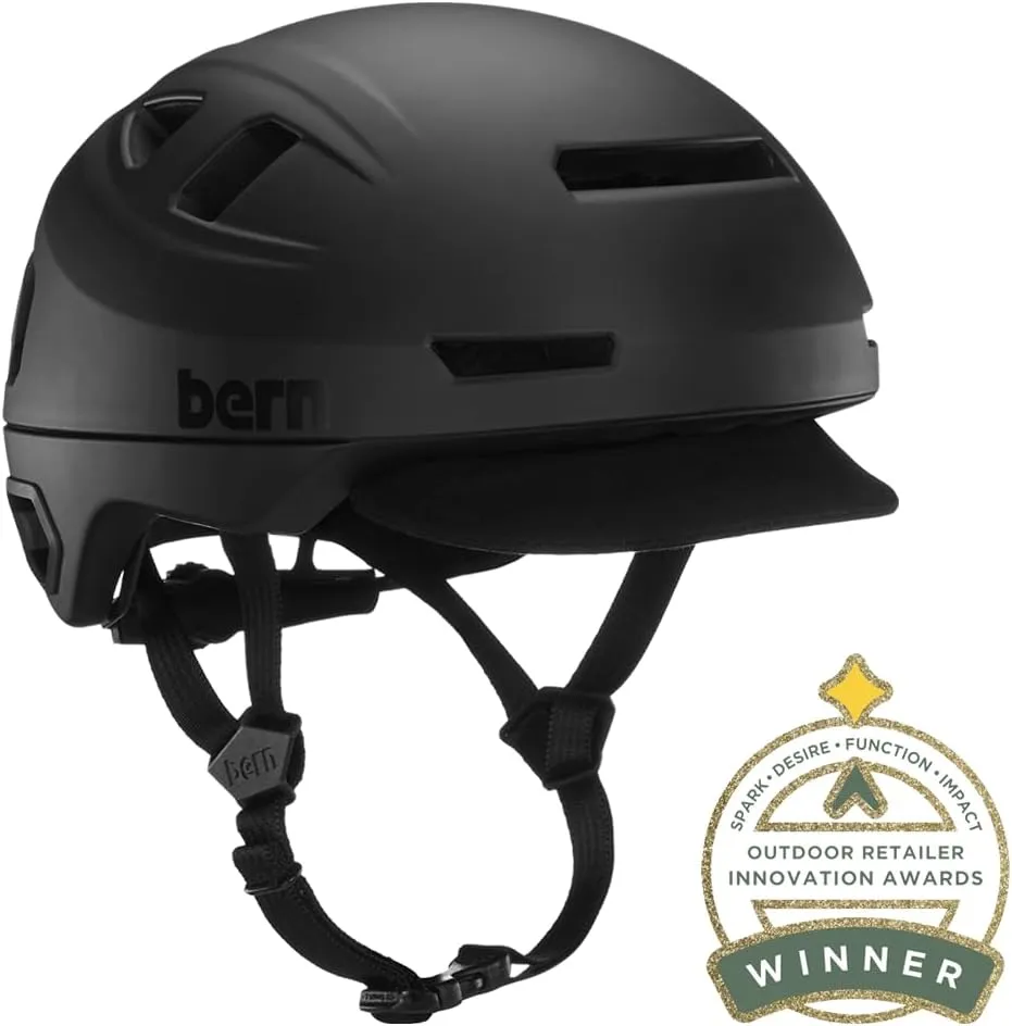 Bern Hudson Commuter Bike Helmet with MIPS, Rated for E-Bike, Integrated LED Rear Light and U-Lock Compatibility