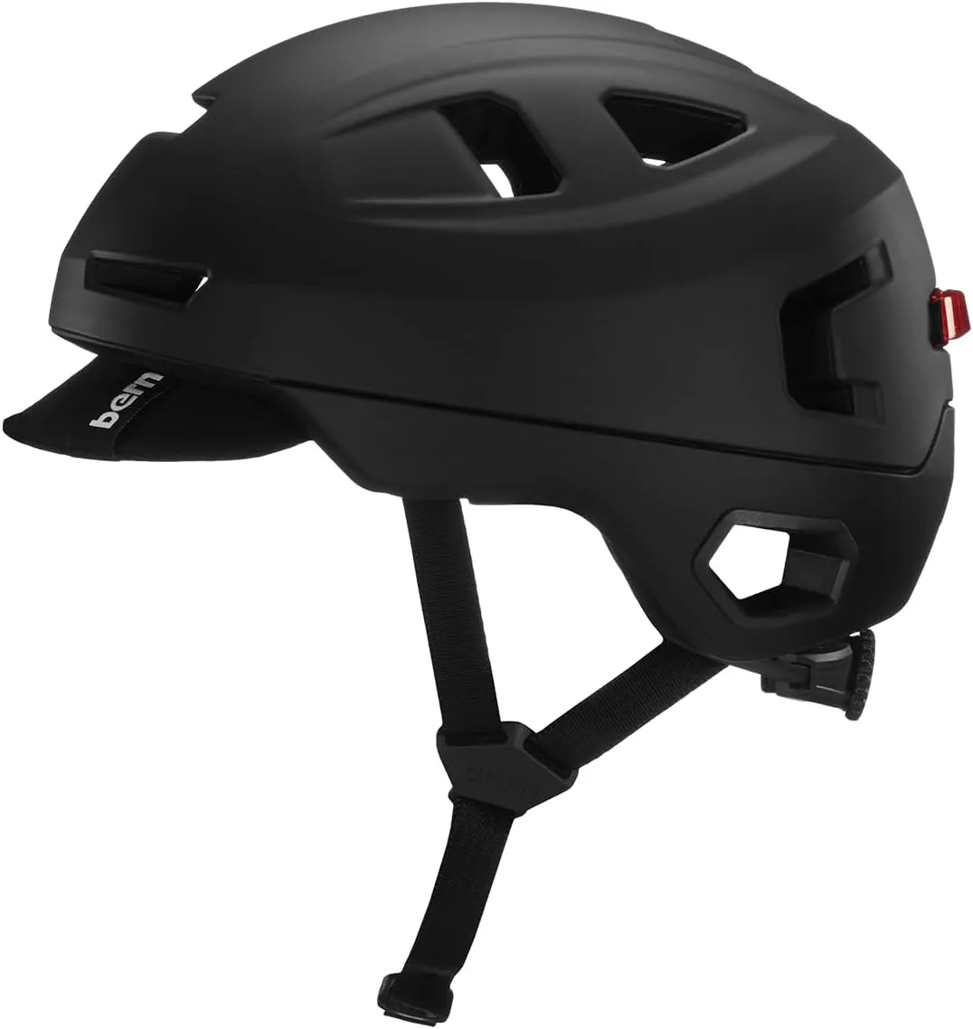 Bern Hudson Commuter Bike Helmet with MIPS, Rated for E-Bike, Integrated LED Rear Light and U-Lock Compatibility