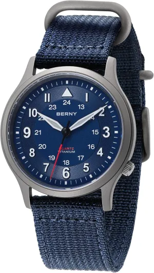 BERNY Titanium Watches for Men Japanese Sweep Second Quartz Movement Men's Field Wrist Watch 5ATM Waterproof Military Wristwatch for Men and Women Luminous Unisex Analog Sport Watches