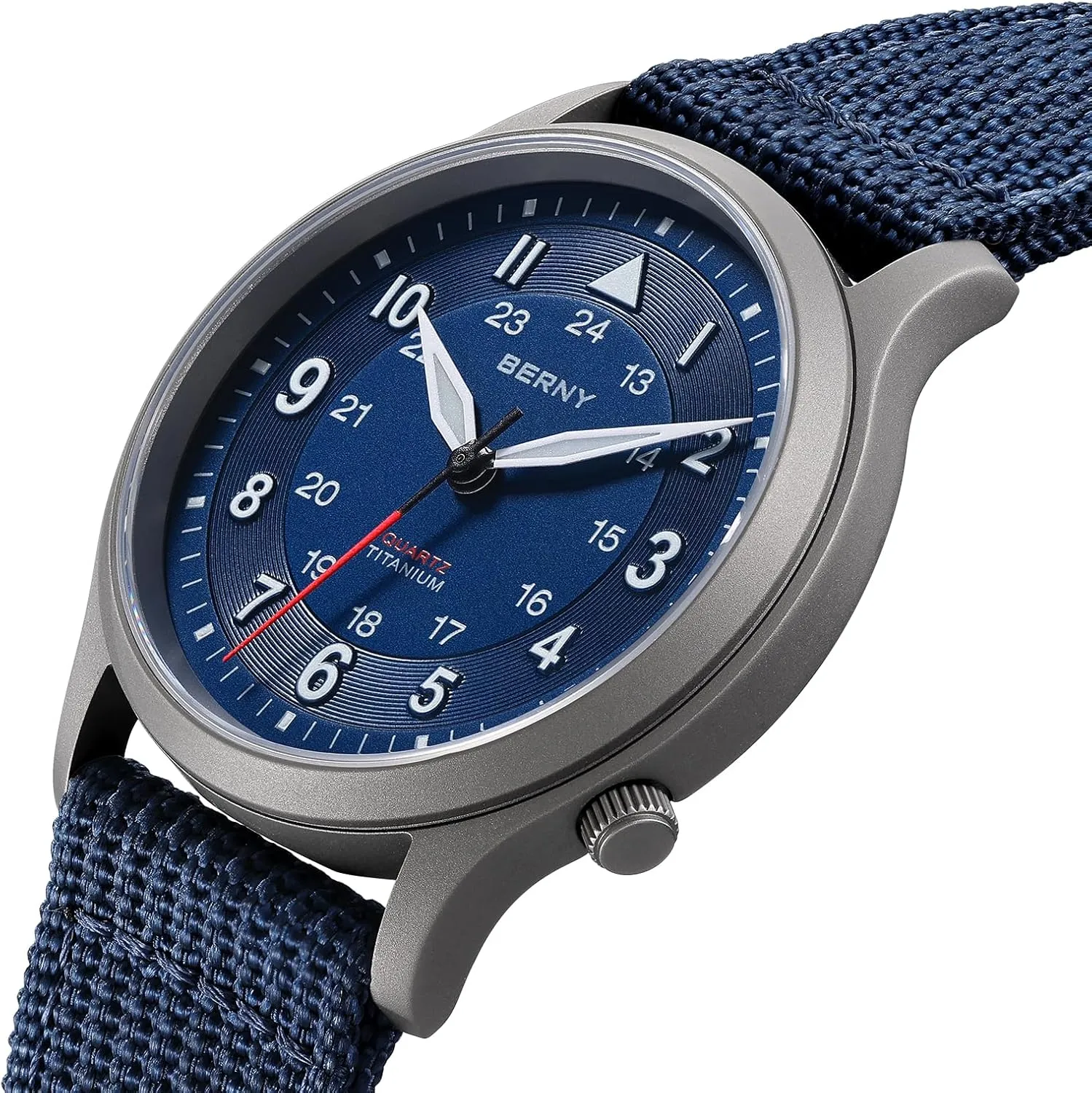 BERNY Titanium Watches for Men Japanese Sweep Second Quartz Movement Men's Field Wrist Watch 5ATM Waterproof Military Wristwatch for Men and Women Luminous Unisex Analog Sport Watches