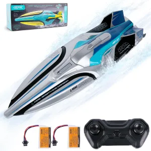 Berry President 18MPH Remote Control Speedboat for Children and Adults, Waterproof and Dual Motor RC Boat, 2.4G Wireless Electric Swimming Pool Lake Toys (Silvery)
