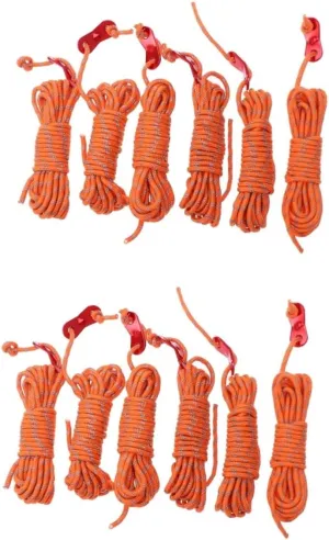 BESPORTBLE 2sets Outdoor Reflective Tent Ropes Nylon Guyline Cord Camping Hiking Canopy 6pack*2