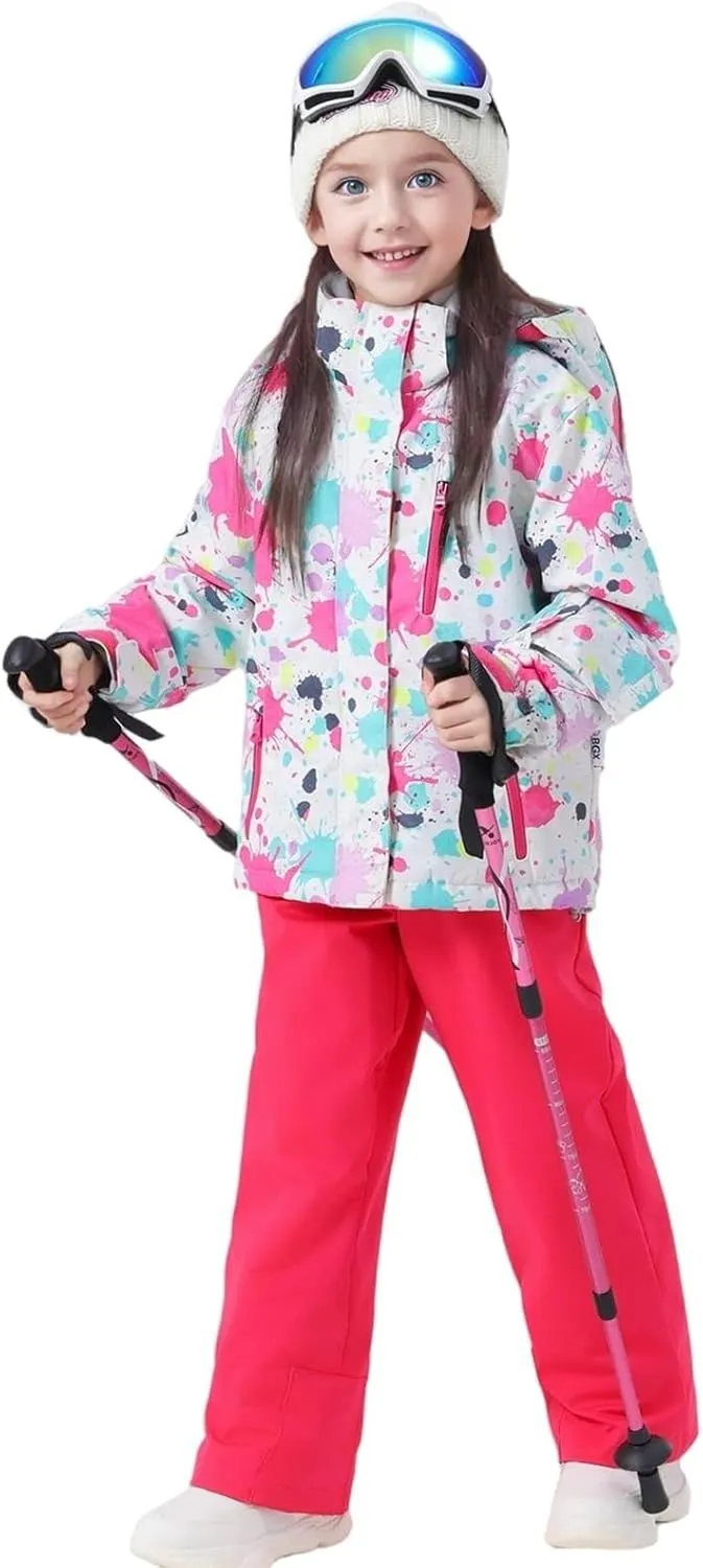 BGX Bluemagic Girl's Waterproof Ski Snow Jacket Windproof Winter Jacket Coats Outdoor Snowboarding with Hood