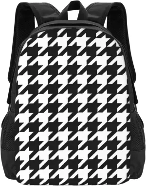 Black And White Houndstooth Lightweight Packable Backpack Travel Casual Hiking Daypack Foldable Backpack For Men Women