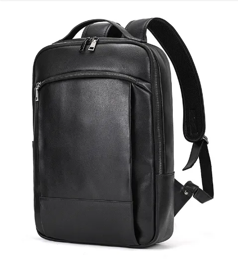 Black Pebbled Leather | Laptop Backpack