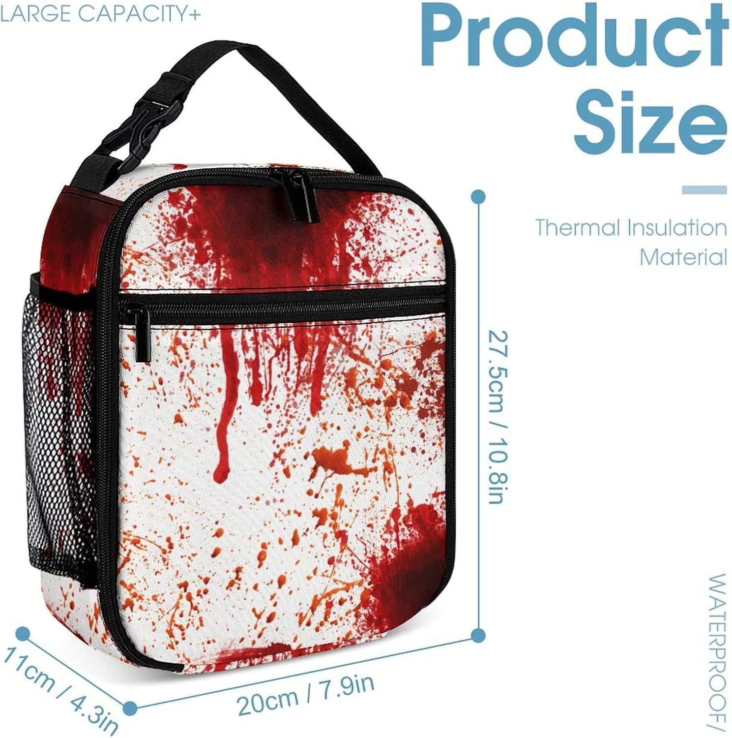Blood Splatter Horror Large Capacity Portable Backpack Three Piece Set