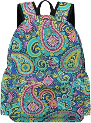 Blue Pink Paisley Classic And Stylish Large Capacity Portable Half Print Backpack