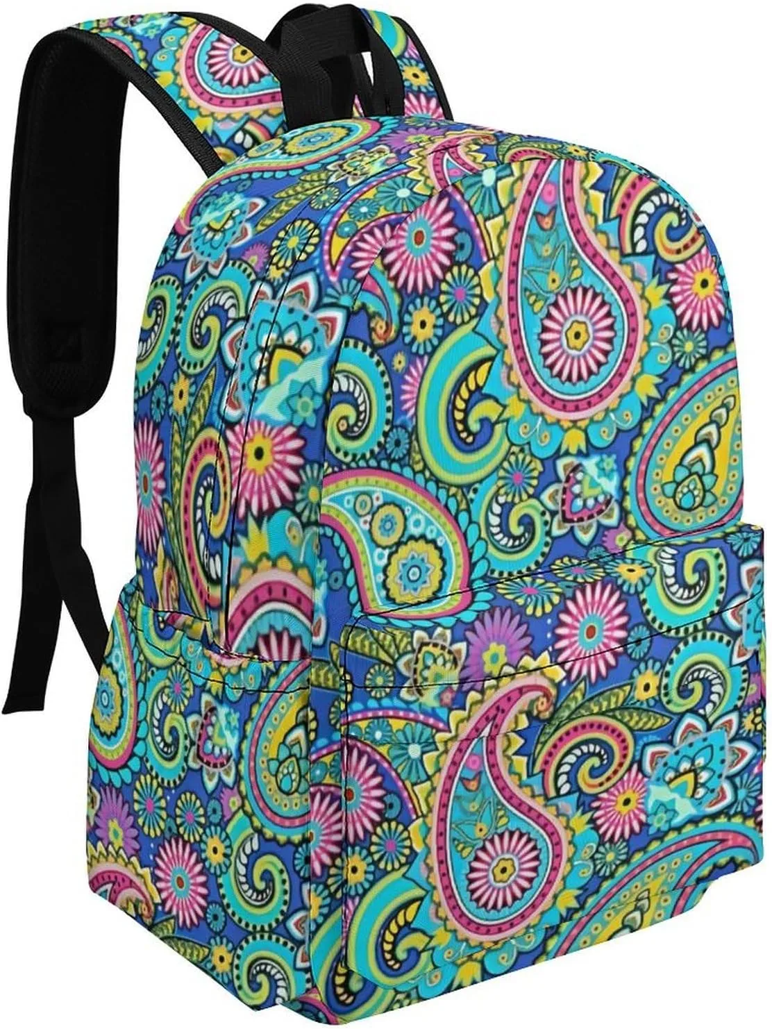 Blue Pink Paisley Classic And Stylish Large Capacity Portable Half Print Backpack