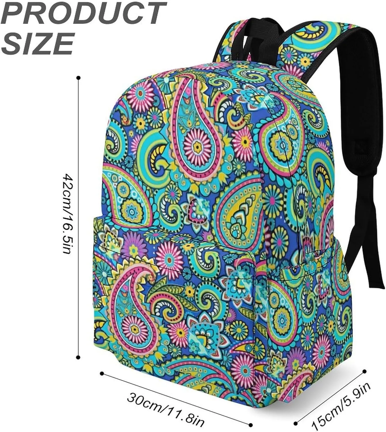 Blue Pink Paisley Classic And Stylish Large Capacity Portable Half Print Backpack