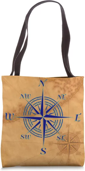 Blue Sailor Compass Rose Vintage Nautical Sailing Tote Bag