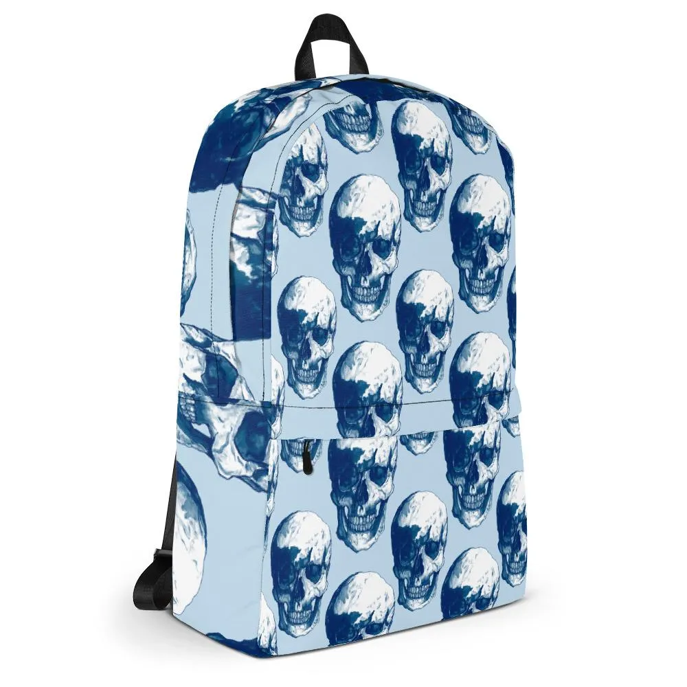 Blue Skull Polka  Backpack by Robert Bowen