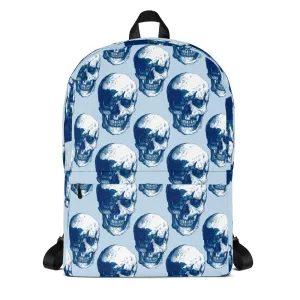 Blue Skull Polka  Backpack by Robert Bowen
