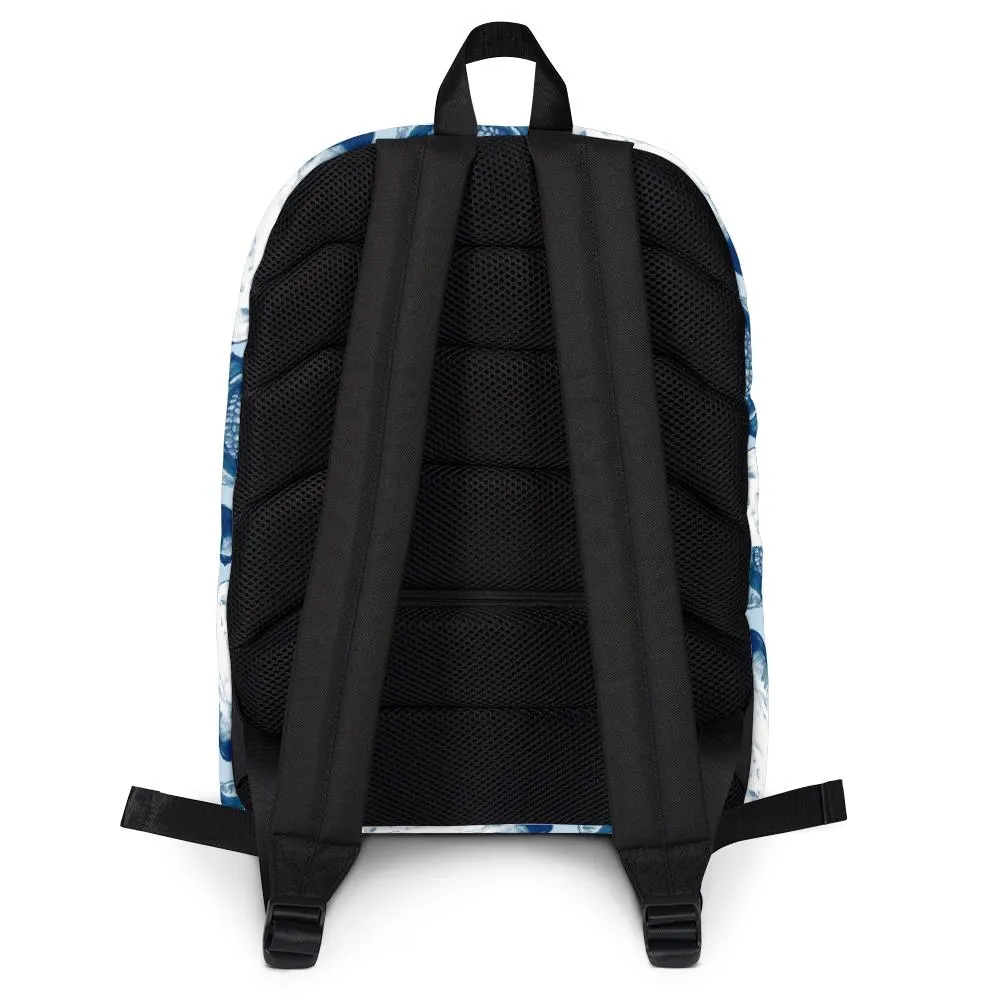 Blue Skull Polka  Backpack by Robert Bowen