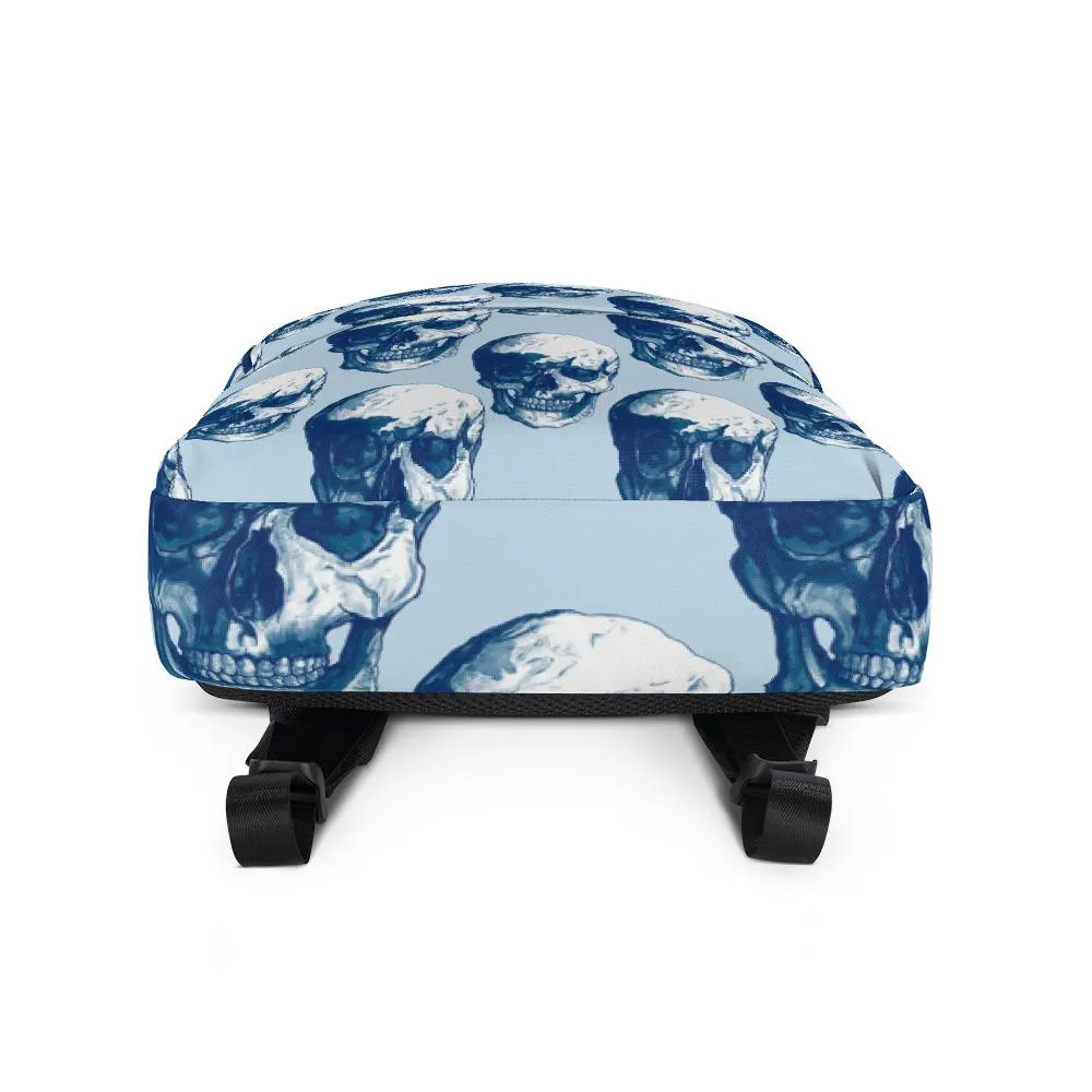 Blue Skull Polka  Backpack by Robert Bowen