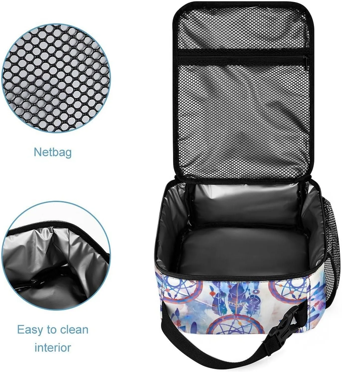 Blue Watercolor Dreamcatcher Modern Boho Large Capacity Portable Backpack Three Piece Set