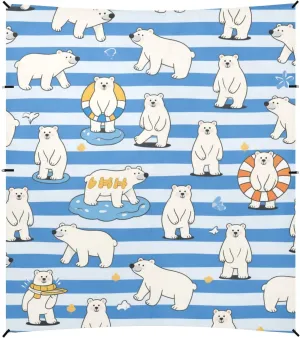 Blue White Striped Bear Foldable Beach Tent UPF50  Protection Water-Resistant Sun Shelter with Sand Shovel, Sandbags for Camping Trips, Fishing, Backyard Fun or Picnics