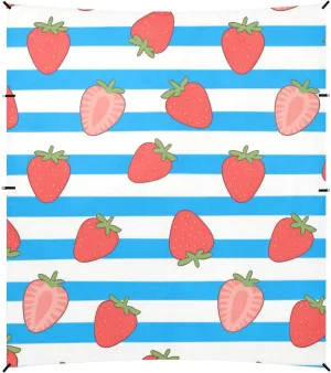 Blue White Striped Fruit Strawberry Beach Tent & Canopy UPF50 Easy Setup Sun Shelter with Carrying Bag for Family Trips, Picnics & Camping