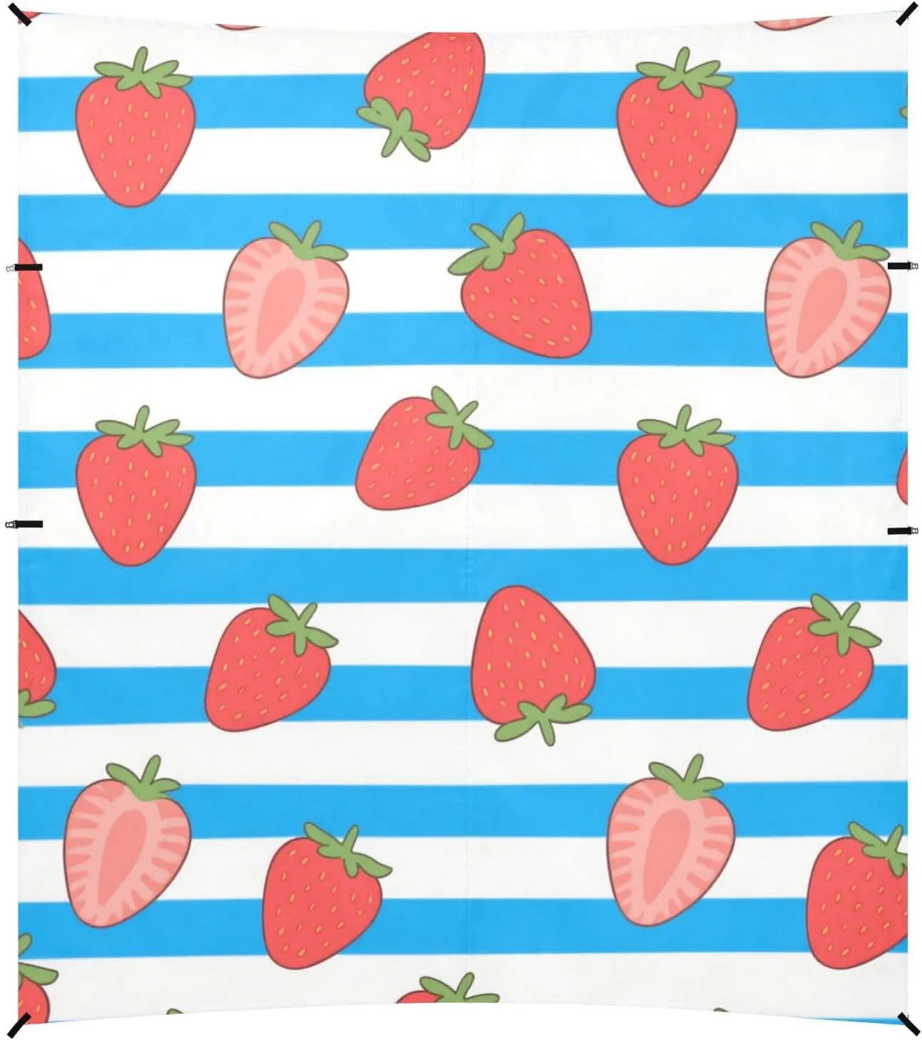 Blue White Striped Fruit Strawberry Beach Tent & Canopy UPF50 Easy Setup Sun Shelter with Carrying Bag for Family Trips, Picnics & Camping