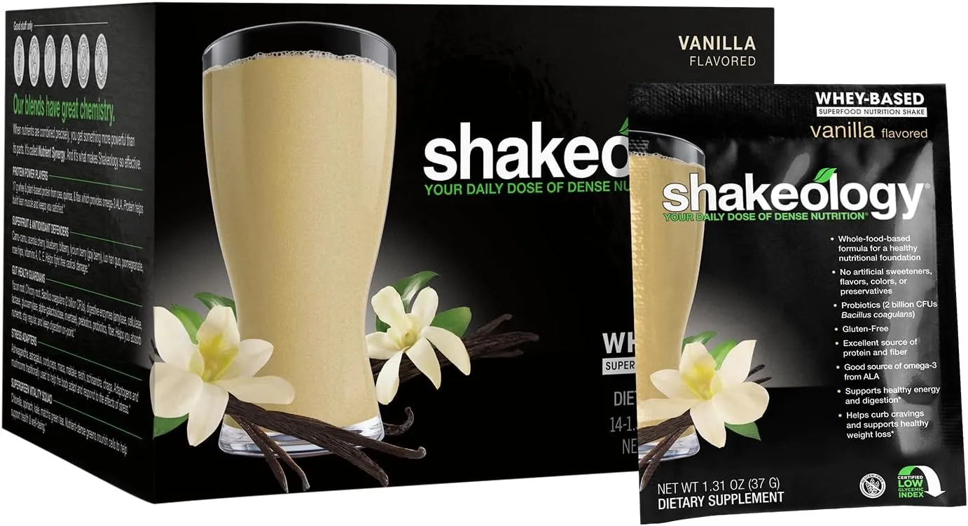 BODi Shakeology Whey Protein Powder Blend – Gluten-Free Shake with Vitamins and Minerals – Helps Support Healthy Weight Loss, Lean Muscle, Gut Health - Vanilla, 14 Servings