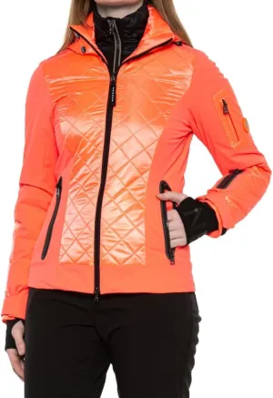 Bogner Women's Tine Hooded Ski Jacket, Orange, Sz 12 US (Large) (EU 42)