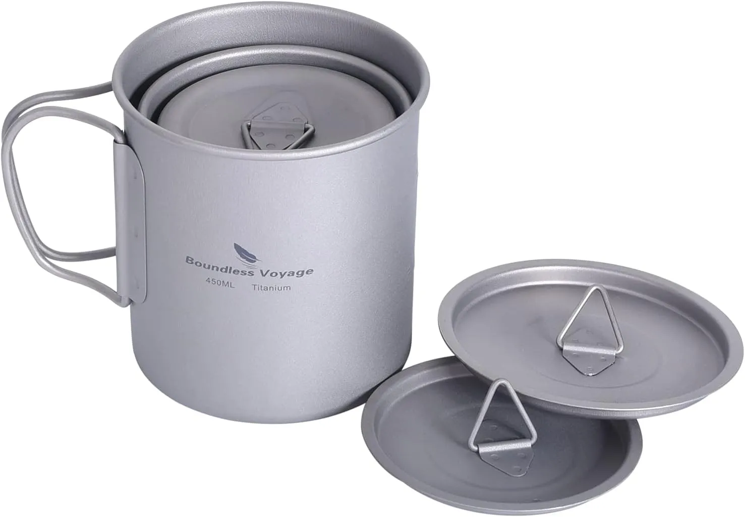 Boundless Voyage Titanium Cup with Lid Outdoor Camping Ultralight Water Tea Coffee Mug 200ML/300ML/450ML (3 Pcs (200 300 450ml))