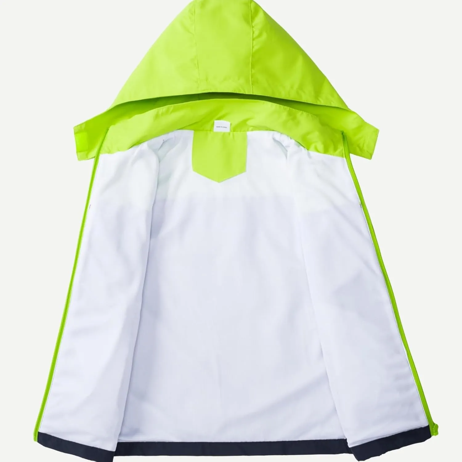 Boys Rain Jacket with Detachable Hood Lightweight Raincoats for Kids