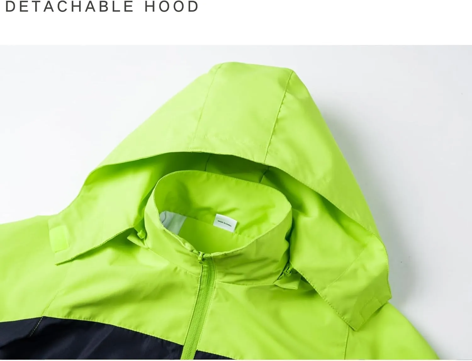 Boys Rain Jacket with Detachable Hood Lightweight Raincoats for Kids