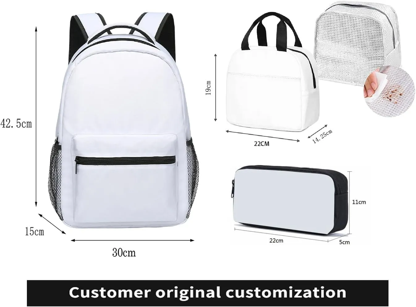 Boys Tungtungtung Backpack Lunch Bag Pencil Case 3PCS Set Kids Tung 3D Figure Printed Backpack (C15,3pcs)