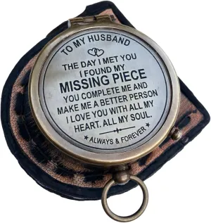 Brass Compass Gift Engravable Compass Camping Hiking Compass, Birthday Gifts Nautical Gift Unique Gift with Leather Carry Case Pirates Compass, Gift Compass, Marine Compass