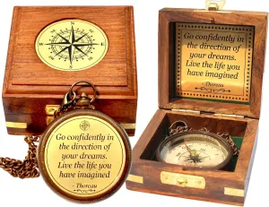Brass Compass with Wooden Box, 𝗚𝗿𝗮𝗱𝘂𝗮𝘁𝗶𝗼𝗻 𝗚𝗶𝗳𝘁𝘀 𝗳𝗼𝗿 𝗛𝗶𝗺 𝟮𝟬𝟮𝟱, High School, College Graduation Gifts, Inspirational Gifts and Motivational Present, Birthday Gift for Son