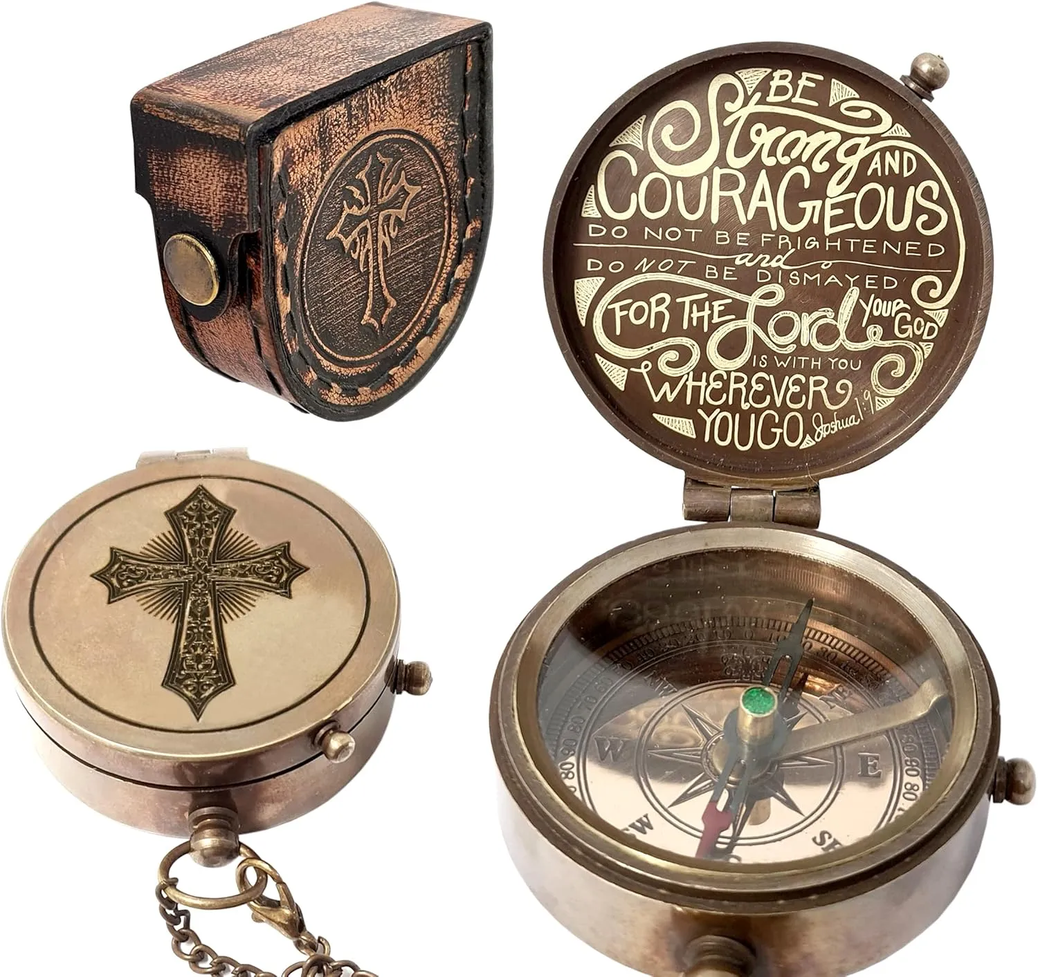 Brass Nautical - Brass Compass Engraved Gift for Son, Grandson, Daughter, Baptism, Confirmation Communion Godson Church Graduation Day