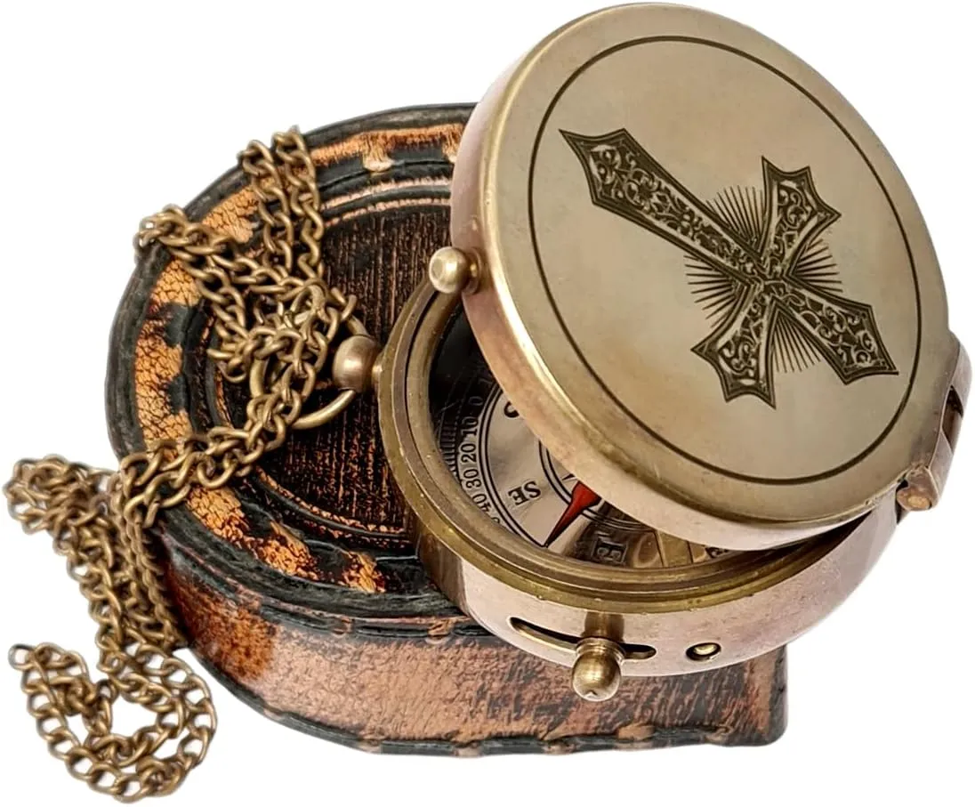 Brass Nautical - Brass Compass Engraved Gift for Son, Grandson, Daughter, Baptism, Confirmation Communion Godson Church Graduation Day
