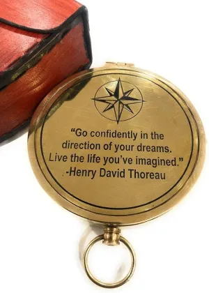 Brass Pocket Compass with Famous Scripture Quote Engraved Baptism Gifts with Leather Case for Loved Ones, Son, Father, Love, Partner, Spouse, Fiancé Vintage Directional Magnetic Compass Gift