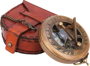 Brass Sundial - Push Open Compass - Steampunk Accessory – Unique Gift for Men - Beautiful Handmade - Sundial Clock – Sun Clock – Steampunk Clock for Him - Antique Decor