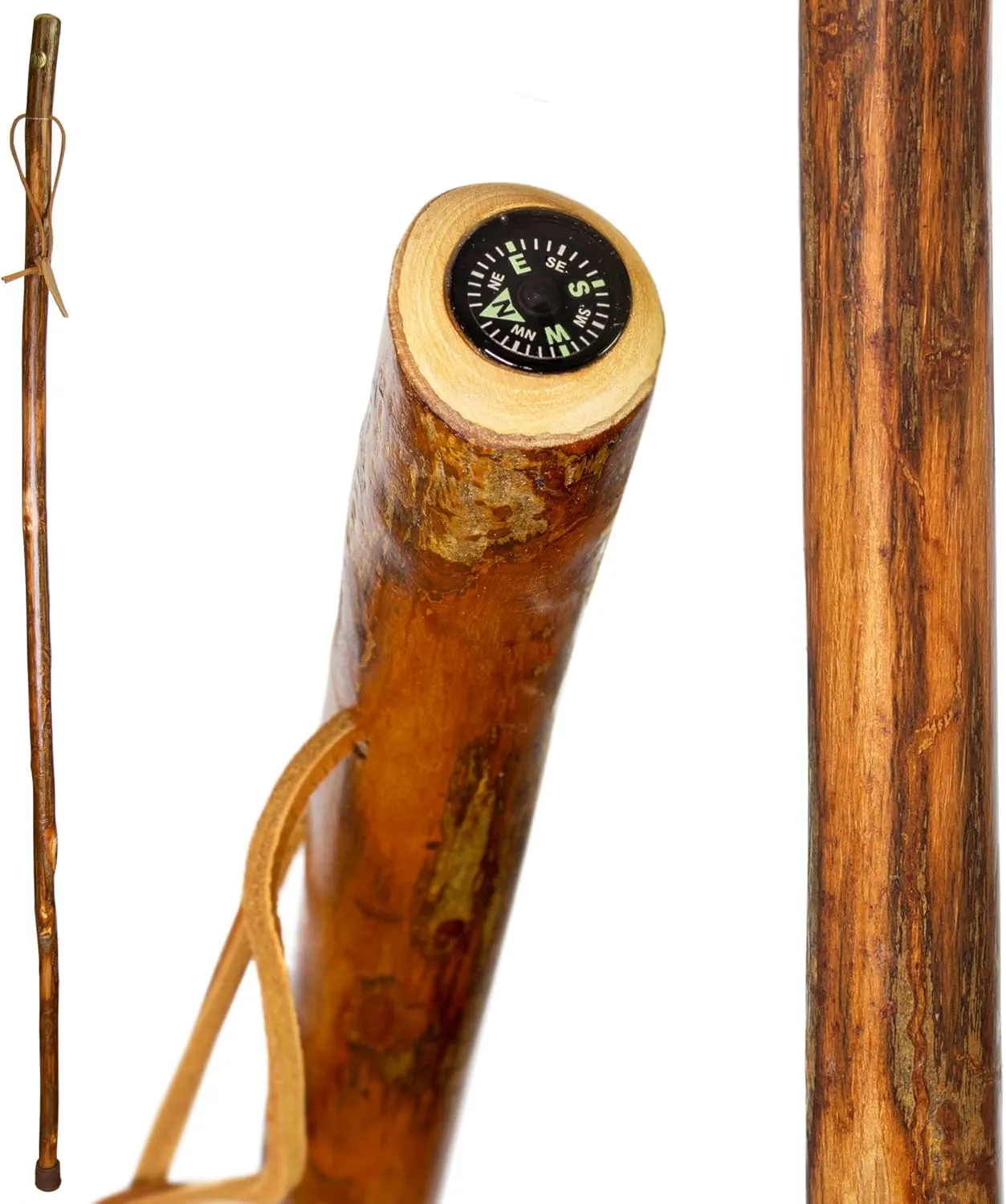 Brazos Rustic Wood Walking Stick, Hardwood, Traditional Style Handle, for Men & Women, Made in the USA, 55"