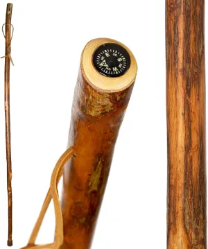 Brazos Rustic Wood Walking Stick, Hardwood, Traditional Style Handle, for Men & Women, Made in the USA, 55"