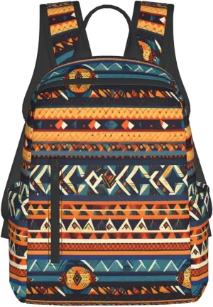 BREAUX African National Patterns Lightweight Backpack Travel Shoulder Bag Laptop Backpack High Density Twill Composite Fabric