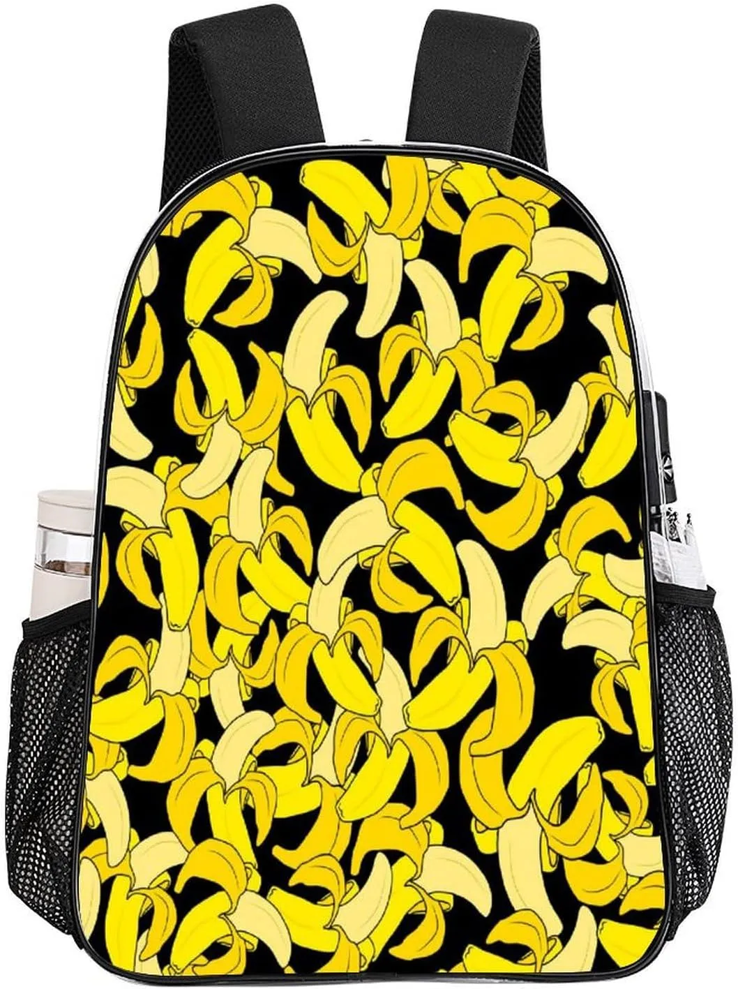 Bright Yellow Bananas 17 Inch Transparent Backpack Summer Fruits Water Resistant PVC Clear Laptop Daypack for Travel Work Camping Women Men 43x32x13cm