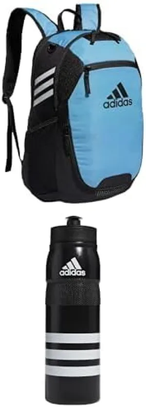 Bundle of adidas Stadium 3 Sports Backpack, Team Light Blue, One Size   adidas unisex 750 ML (28 oz) Stadium Refillable Plastic Sport Water Bottle, Black