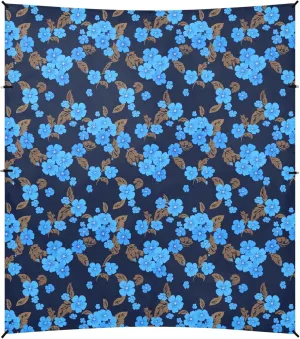 Burbuja Blue Flowers Beach Canopy Windproof Beach Tent Sun Shade with 4 Sandbags & Sand Shovel, Portable Sun Shelter for Family Camping Picnic